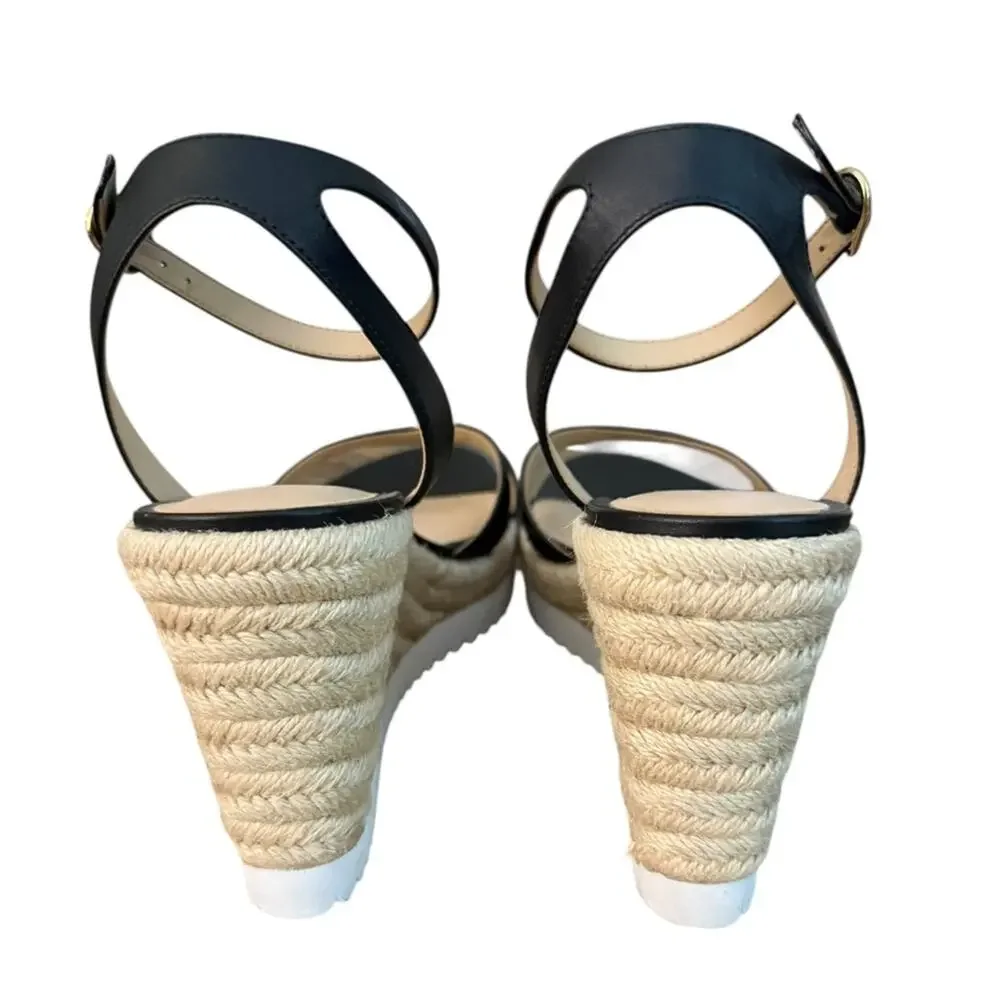 Stuart Weitzman Catalina Patent Leather Black Espadrille Sandals – Sz 9.5B
